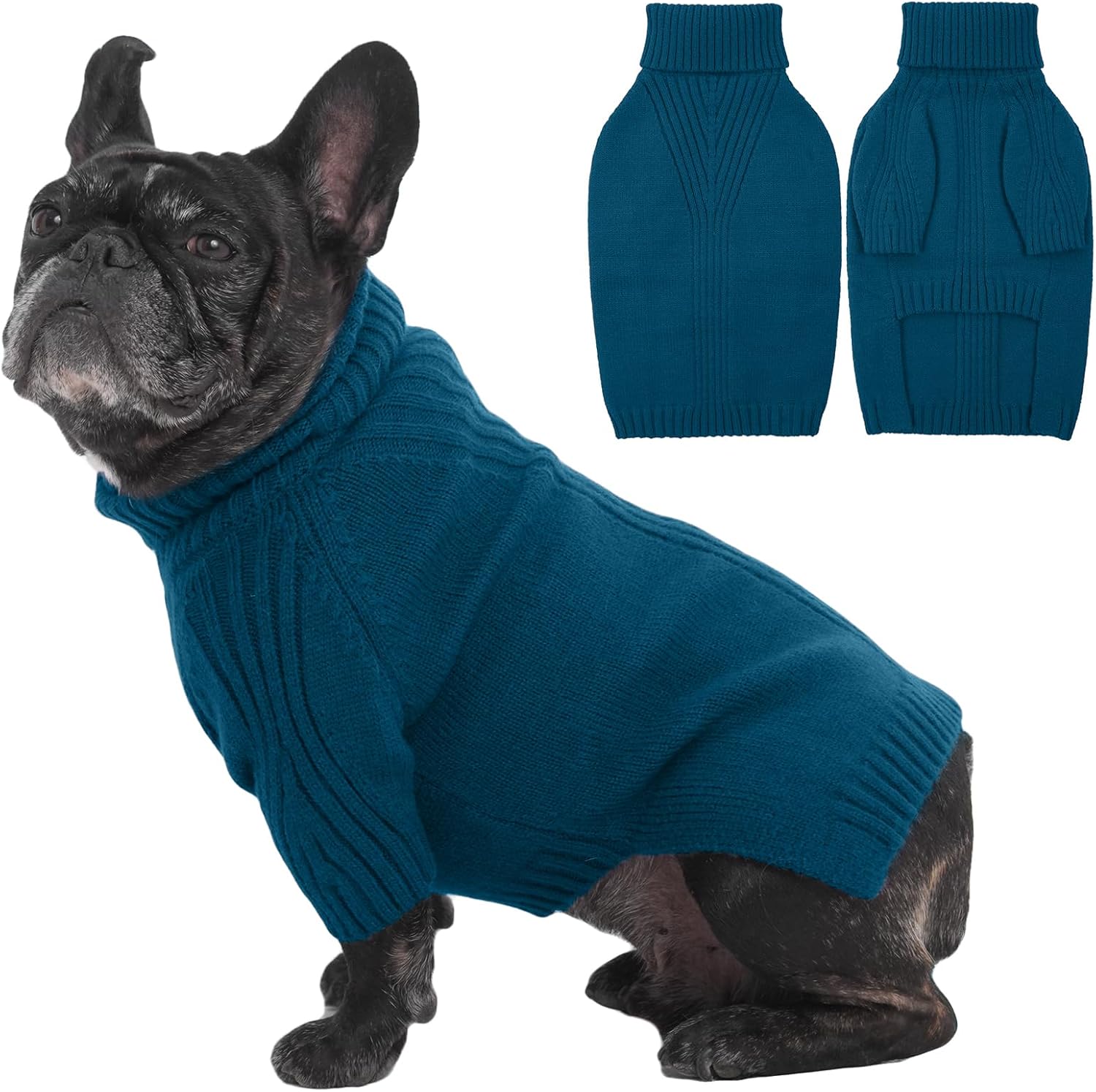 IECOii XXL Dog Sweater,Thermal Knit Big Dog Sweater Christmas,Pet Turtleneck Doggy Sweatshirt for Extra Large Dogs Boy Girl,Stretchy Large Dogs Cold Weather Outfit Pitbull Clothes,(Green XXL)