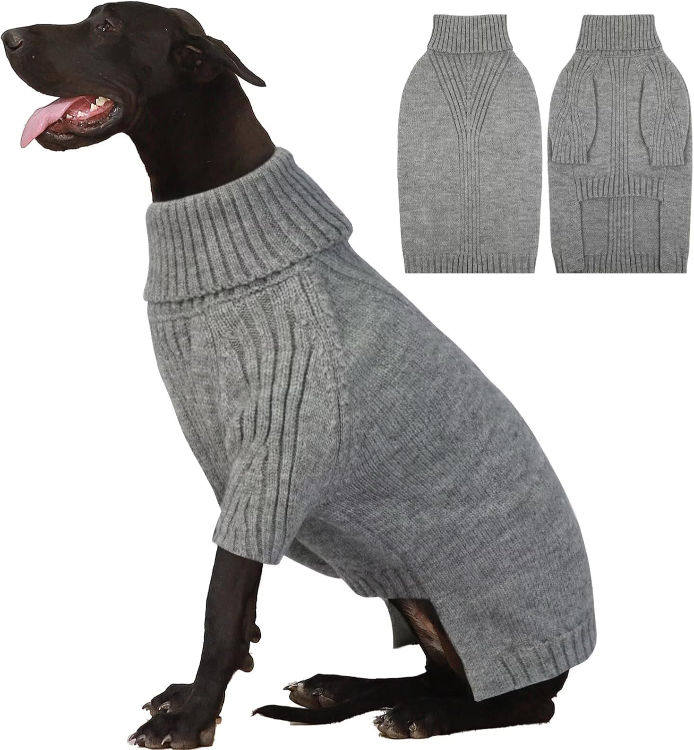 IECOii XXL Dog Sweater,Thermal Knit Big Dog Sweater Christmas,Pet Turtleneck Doggy Sweatshirt for Extra Large Dogs Boy Girl,Stretchy Large Dogs Cold Weather Outfit Pitbull Clothes,(Green XXL)