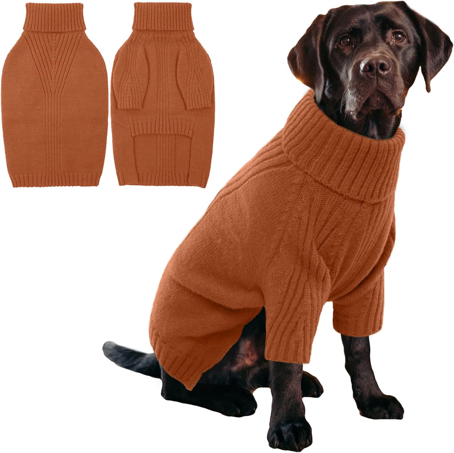 IECOii XXL Dog Sweater,Thermal Knit Big Dog Sweater Christmas,Pet Turtleneck Doggy Sweatshirt for Extra Large Dogs Boy Girl,Stretchy Large Dogs Cold Weather Outfit Pitbull Clothes,(Green XXL)