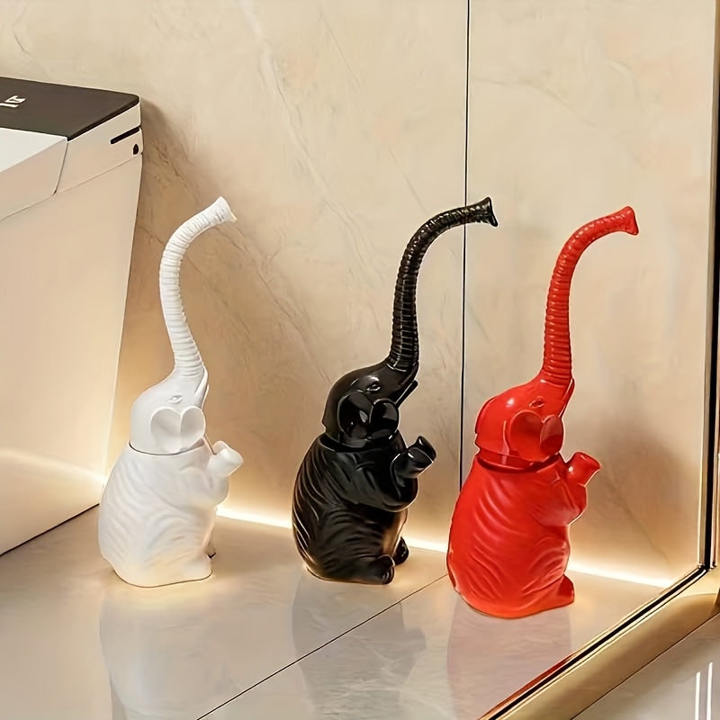 Creative Elephant-Shaped Toilet Brush Set, Durable Plastic Black Red Design with Stand Base – Freestanding Bathroom Cleaning for Toilets and Dorms, Toilet Brush Holder, Toilet Brush And Holder, Toilet Brush And Holder Set