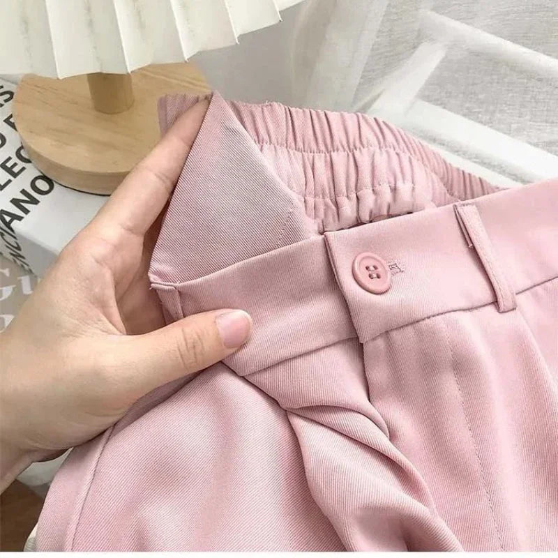 Pantaloni Plissettati a Vita Alta