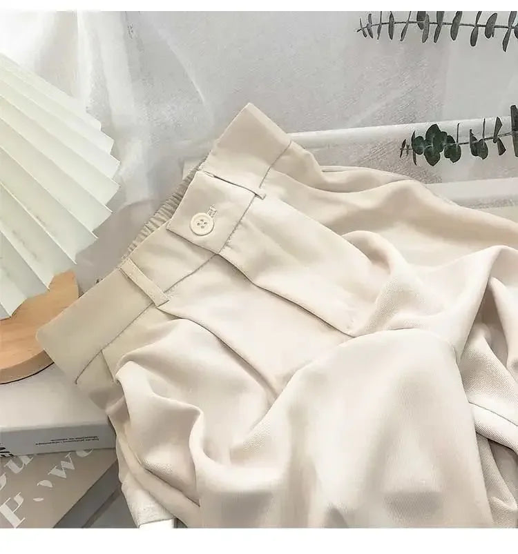 Pantaloni Plissettati a Vita Alta