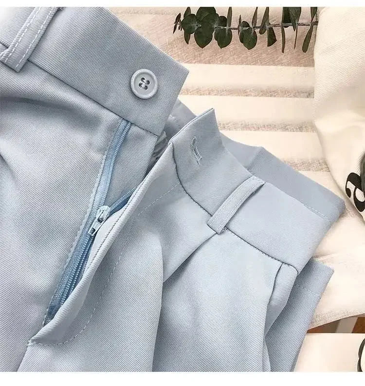 Pantaloni Plissettati a Vita Alta