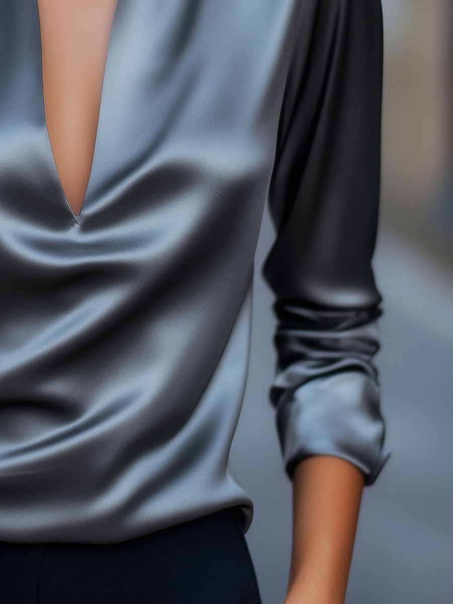 Mila Milano™ | Silver Satin Blouse