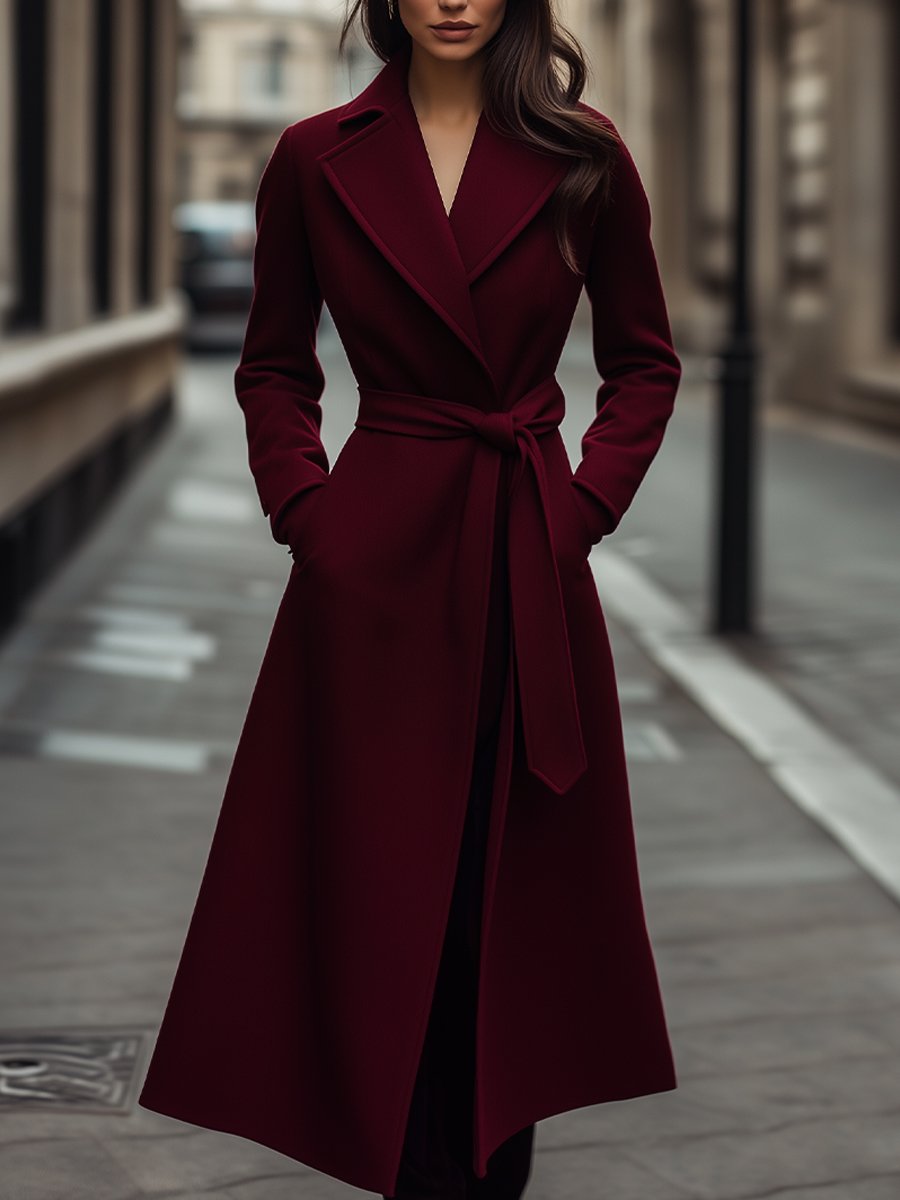 Mila Milano™ | Burgundy Wool Trench Coat