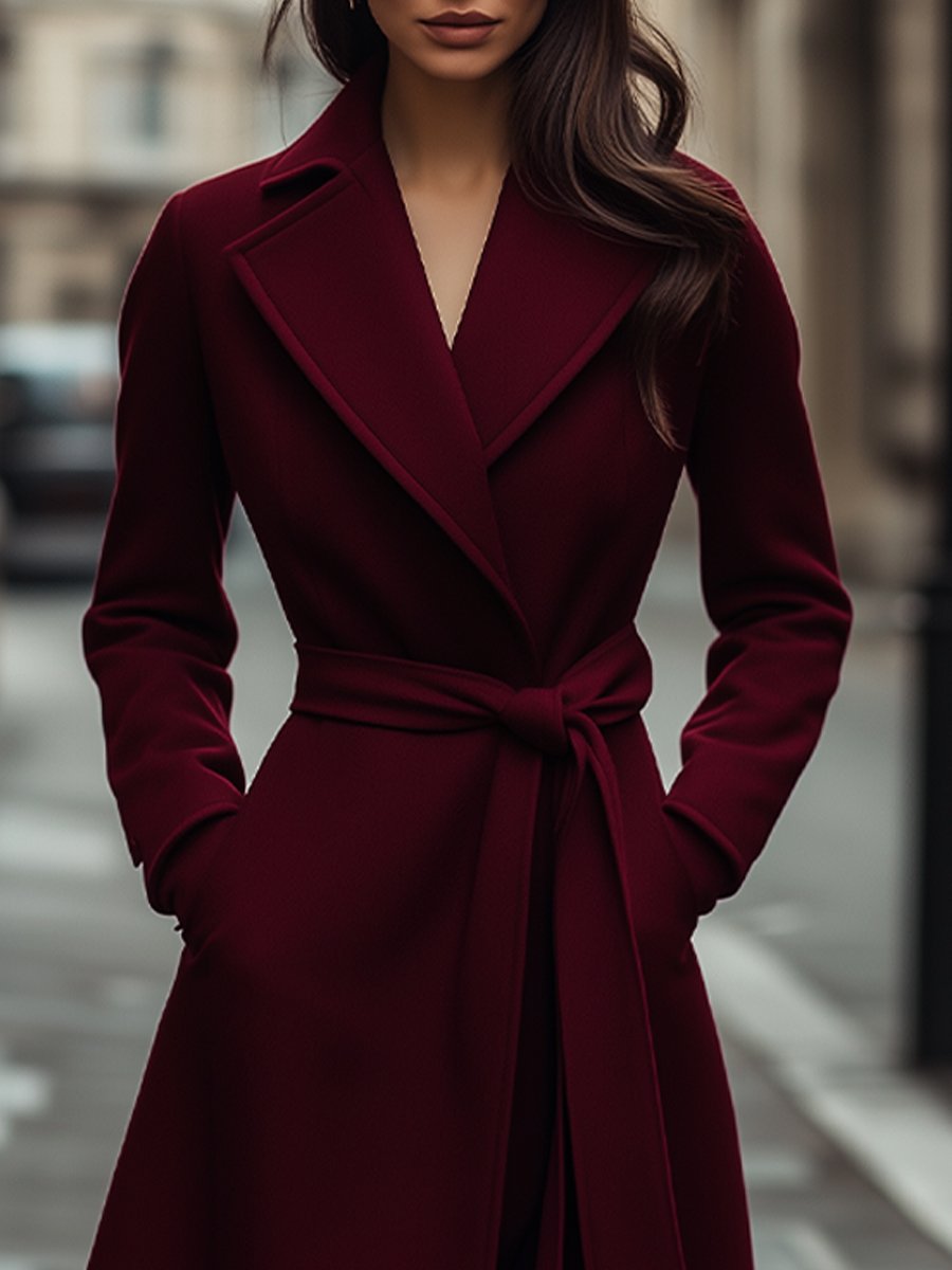 Mila Milano™ | Burgundy Wool Trench Coat