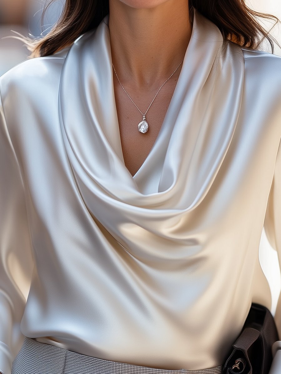Ivory Satin Blouse