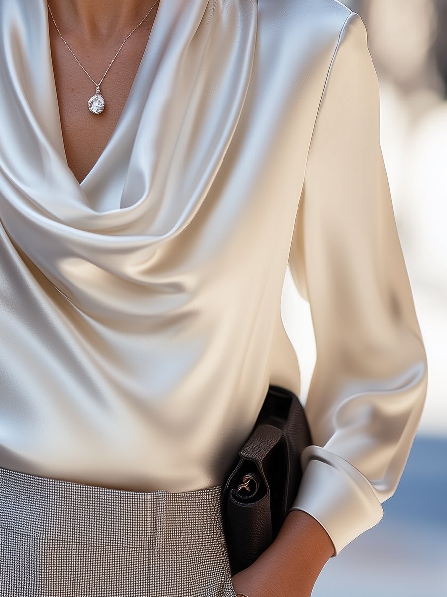 Ivory Satin Blouse