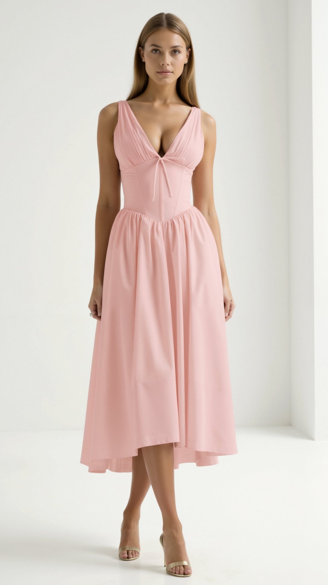 Jade – Abito midi con lacci