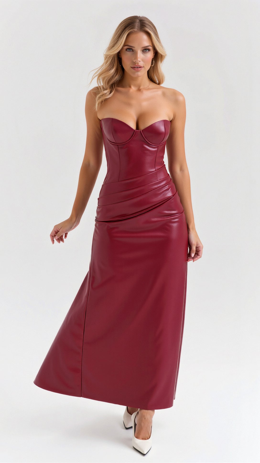 Abito midi Elara in pelle vegana