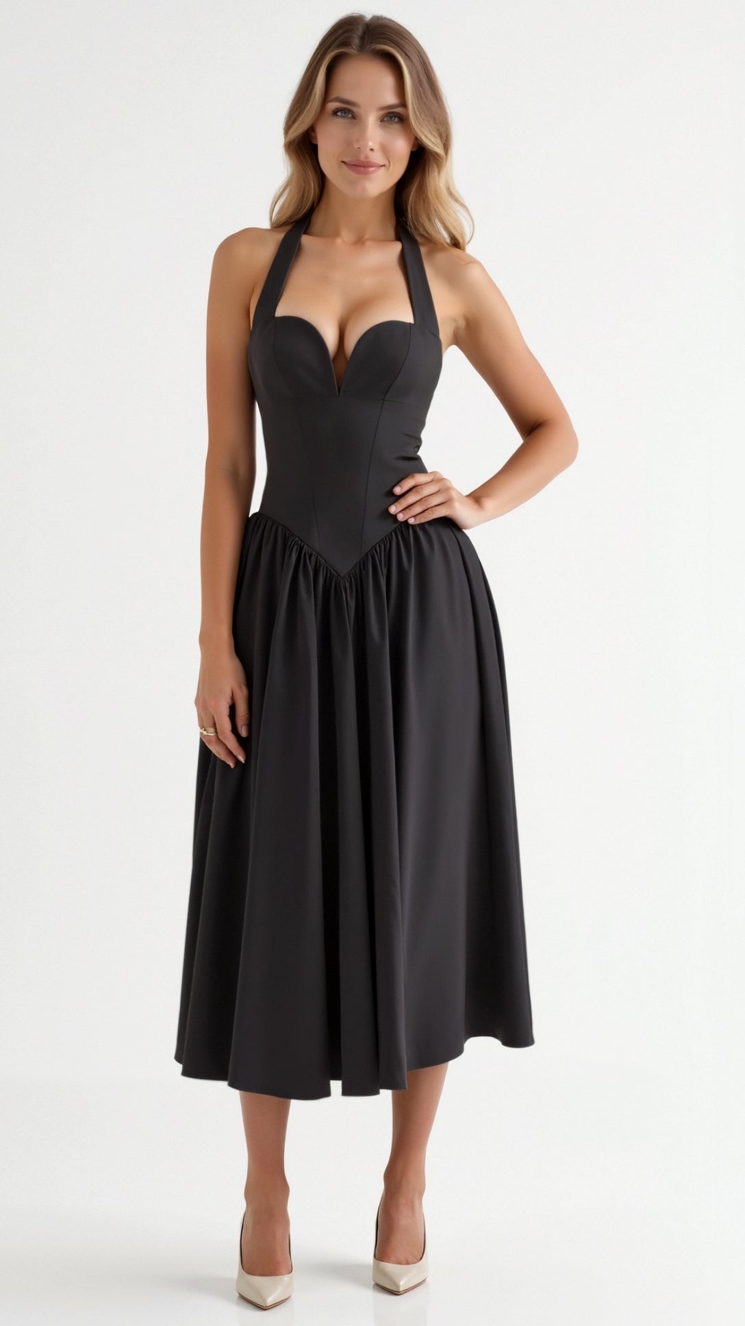 Abito Midi Katarina con Scollo a Halter