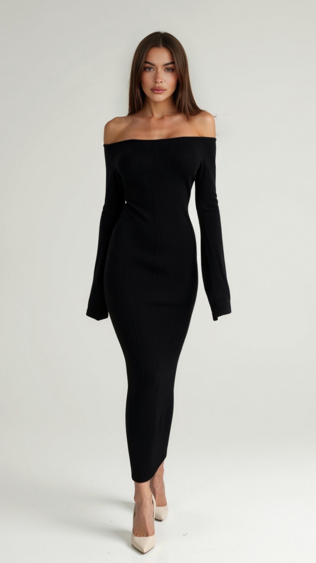 Quinlan Maxi-Abito Off-Shoulder