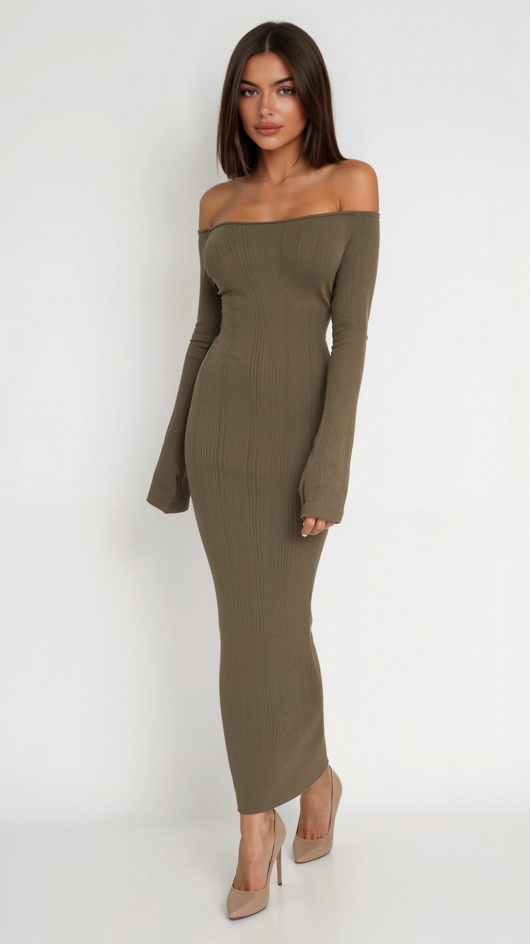 Quinlan Maxi-Abito Off-Shoulder